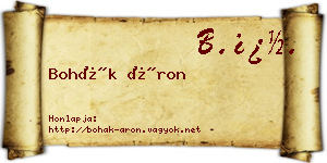 Bohák Áron névjegykártya